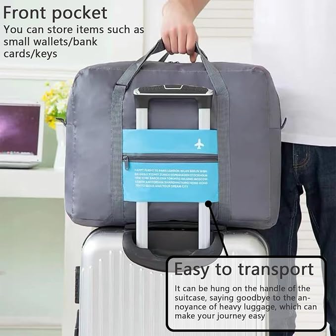 Travel Bag Spirit Airlines Personal Item Bag 18x14x8 Foldable Travel Duffel Bag Tote Carry on Luggage Duffle Overnight for Women and Men (Blue) - Image 7