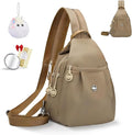 Waterproof 2-Way Mini Commuter Bag, Multi-Compartment Oxford Small Backpack, For Women, Collegeman, Commuter, Travel with Anti-Theft,Three in One Multifunctional Convertible Design(Khaki) by Unknown