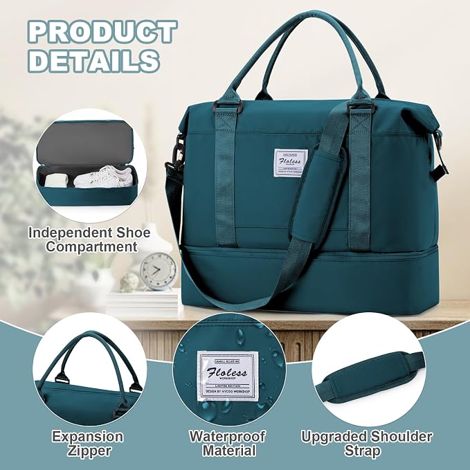 Travel Duffel Bag, Sports Tote Gym Bag, Shoulder Weekender Overnight Bag for Women - Image 5