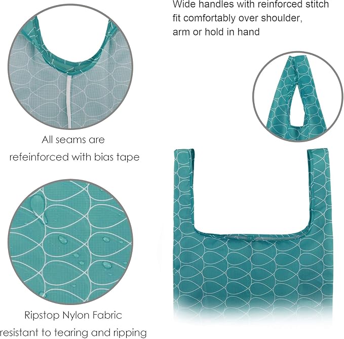 BeeGreen Geometry Reusable Grocery Bags Bulk 6 Packs X-Large, Reusable Shopping Bags Foldable for Groceries, Vegetables, Fruits Watertight Bulk Tote Bags Washable For Women and Men - Image 3