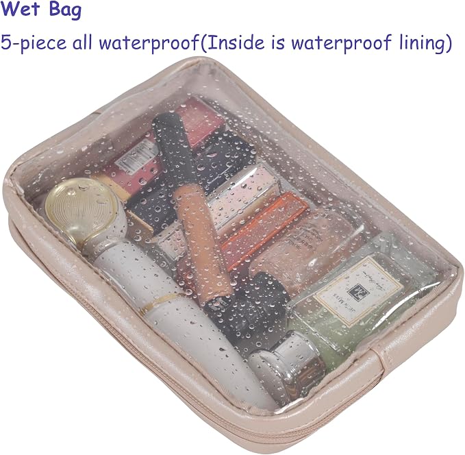 Remobia Hicol TSA Approved 5-Piece Diaper Bag Organizer Pouch Set Clear Waterproof TPU Kids Toiletry Storage Set Travel Packing Clutch Cube Bags for Baby Nursing (Pearl Grey) - Image 3