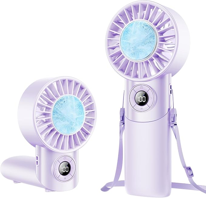 Portable Handheld Fan with Semiconductor Ice Cooling, 5 Seconds Cool Down | 4000mAh Handheld Fan/Table Fan/Neck fan 3 In 1, Rechargeable 10500 RPM Turbo cooling fan for Outdoor,Office,Camping,Travel by Eastfox