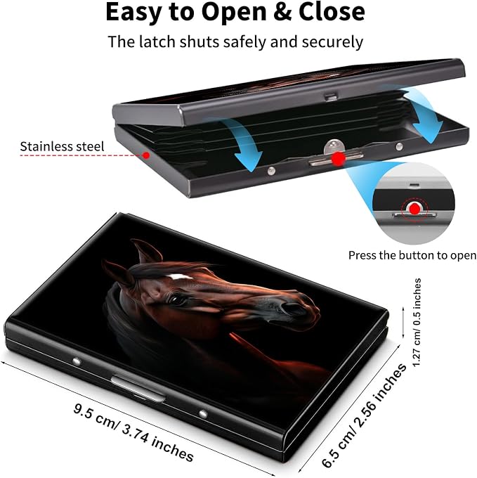 Metal Wallet,Credit Card Holder for Women Men,RFID Blocking Card Holder Wallet Mini Slim Aluminum Wallet ID Case Hard Card Case Business Card Holder Case,Brown Horse - Image 5