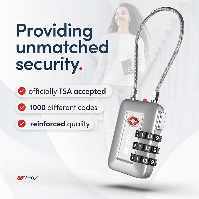 TSA Accepted Luggage Travel Lock, Set-Your-Own Combination Lock for School Gym Locker, Luggage Suitcase Baggage Locks, Filing Cabinets, Toolbox, Case (Silver, 4 Pack) - Image 2