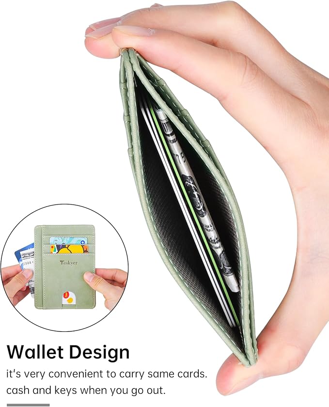 Teskyer Slim Minimalist Wallet for Men, RFID Front Pocket Card Holder | Ultra Slim Front Pocket Design, 8 Card Slots, RFID Protection, Smooth Faux Leather for Everyday Carry - Image 7