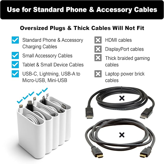 Cable Management Organizer Cord Management, Multiple Slots for Home, Office, Desk, Workshop, Durable Plastic Connectable Cable Organizer, Tangle-Free, Expandable Storage, White - Image 5