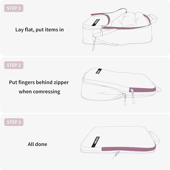 Cipway Compression Packing Cubes for Travel (Mauve Pink 6 Set) | Ultralight Travel Cube Organizers for Carry-On Luggage, Suitcase & Backpack Travel Essentials - Image 4