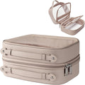 Clear Cosmetic Bag Double Layer Travel Toiletry Bag Clear Makeup Bag Case with 4 Compartments, Transparent Travel Bag for Toiletries, Large Toiletry Bag for Women Cosmetic Case (Taupe, Large) by Oaque