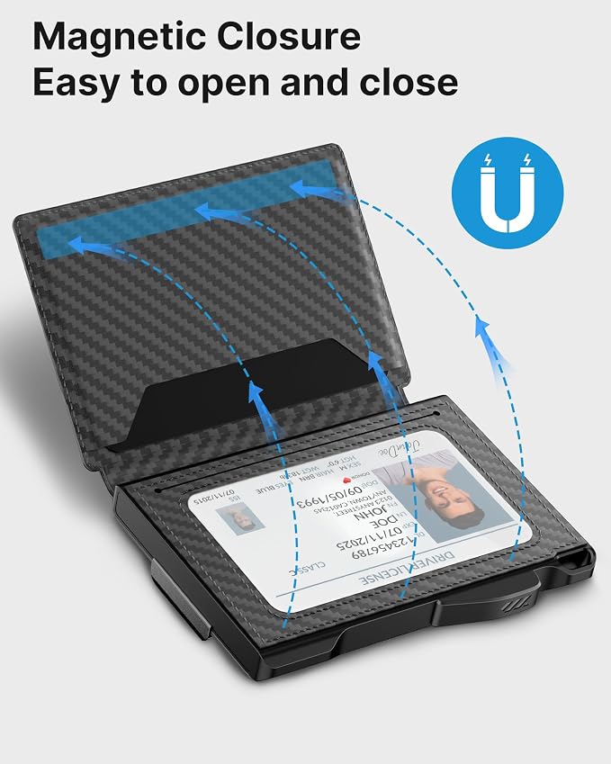 typecase AirTag Wallet for Men: Compatible with Apple AirTag (1st & 2nd Generation), RFID Blocking, Genuine Leather, Slim & Minimalist Design,13 Cards Capacitiy | ID Window | Money Clip (Carbon Fiber) - Image 9