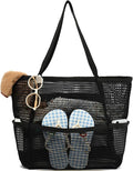 Fammart Mesh Beach Bag for Women, Summer Straw Tote Hobo Pool Bags with Zipper Pocket, Travel Vacation Cruise Essentials 2026 by Fammart
