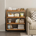 4-Tier Narrow Side Table with Wheels, Solid Wood Slim Rolling Storage Cart, Skinny End Table for Small Spaces, Moving Utility Shelf Organizer for Living Room, Bedroom, Kitchen, Bathroom by Unknown