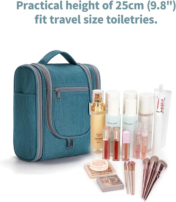 Narwey Small Hanging Travel Toiletry Bag Cosmetic Make up Organizer for Women and Men (Medium, Teal) - Image 4