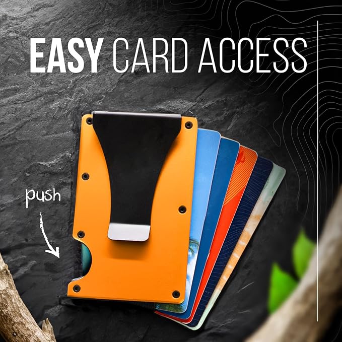 Slim Wallet for Men,RFID Blocking Minimalist Metal Wallet, Money Clip/Cash Holder, Front Pocket Aluminum Credit Card Holder, Ideal Gift for Men,Matte Orange - Image 4