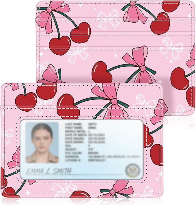 FINTIE Slim Minimalist Front Pocket Wallet RFID Blocking Credit Card Holder | Card Cases with ID Window for Men Women, pink cherry by Fintie