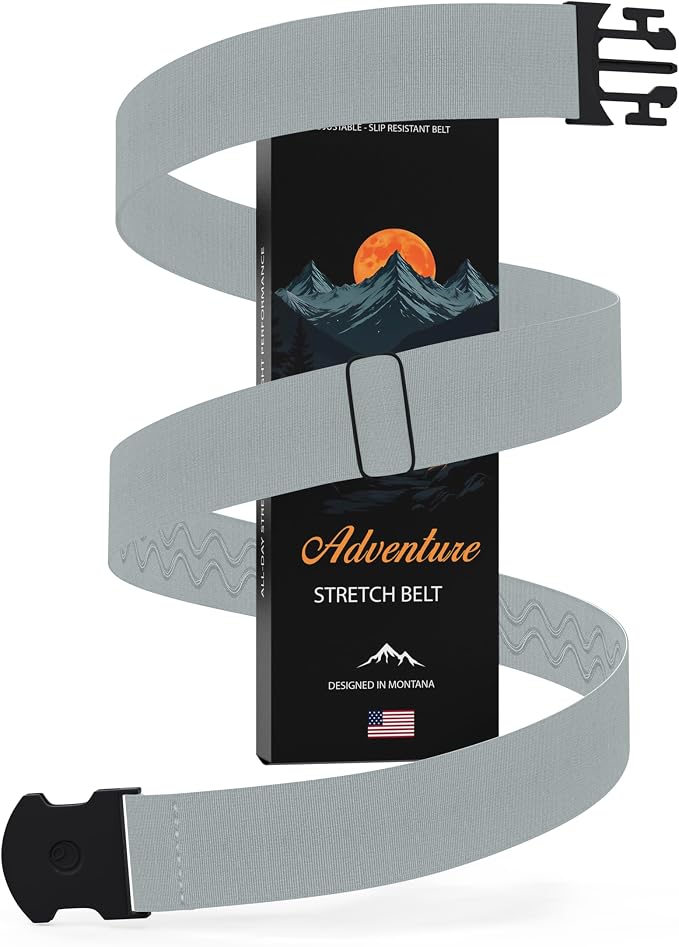 Unisex Adventure Stretch Belt, 1.30" Width, Non Slip, Travel Friendly Buckle. Designed in USA. by ONE-BELT