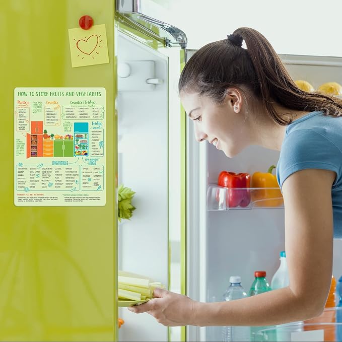 Produce Storage Guide Magnet - Fruit & Vegetable Fridge Chart, Stay Fresh | Keep produce fresh longer - know what's ripe for farmers-market trips and waste less on every grocery run - Image 7