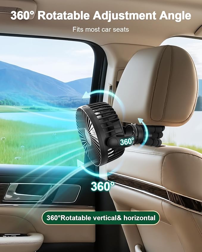 FRIZCOL Portable Stroller Fan, Use As Power Bank, 65H 12000mAh Battery Operated Fan Flexible Tripod Baby Car Seat Fans with Timming, Personal Mini Handheld/Desk/Small Clip On Fans For Stroller - Image 5