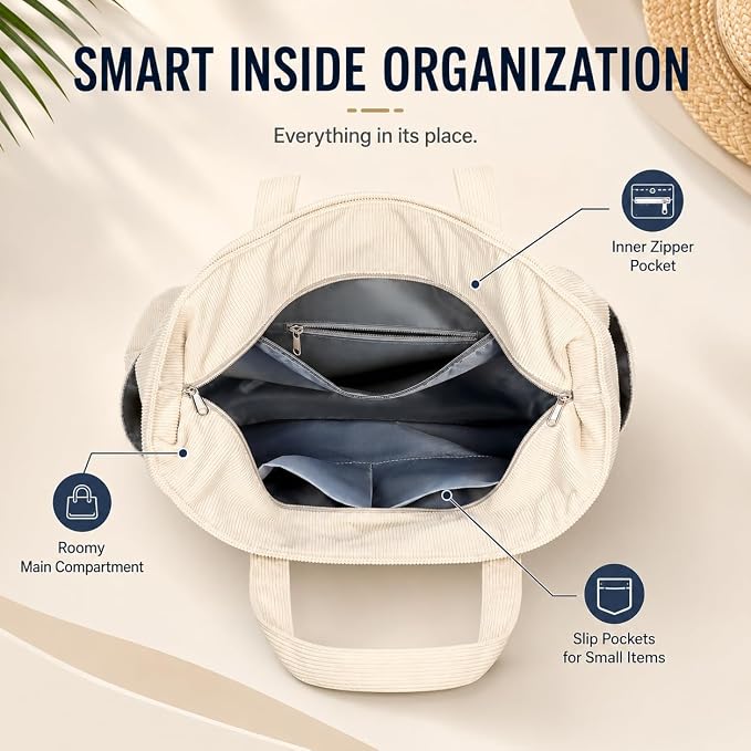 LEDAOU Large Beach Bag for Women, Waterproof Sandproof Tote Bag with Zipper | 36L Pool and Swim bag with Zipper, Wet/Dry pocket and 7 Pockets for Beach Days, Cruises, Vacations and Family travel - Image 5