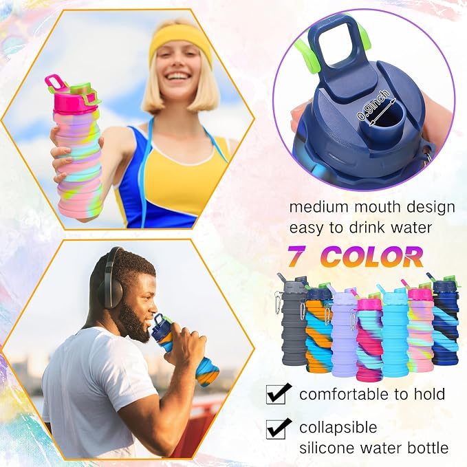 Sunnyray 40 Pack Collapsible Water Bottles Bulk Foldable Water Bottles 17oz Silicone Portable Leak Proof Reusable - Image 4