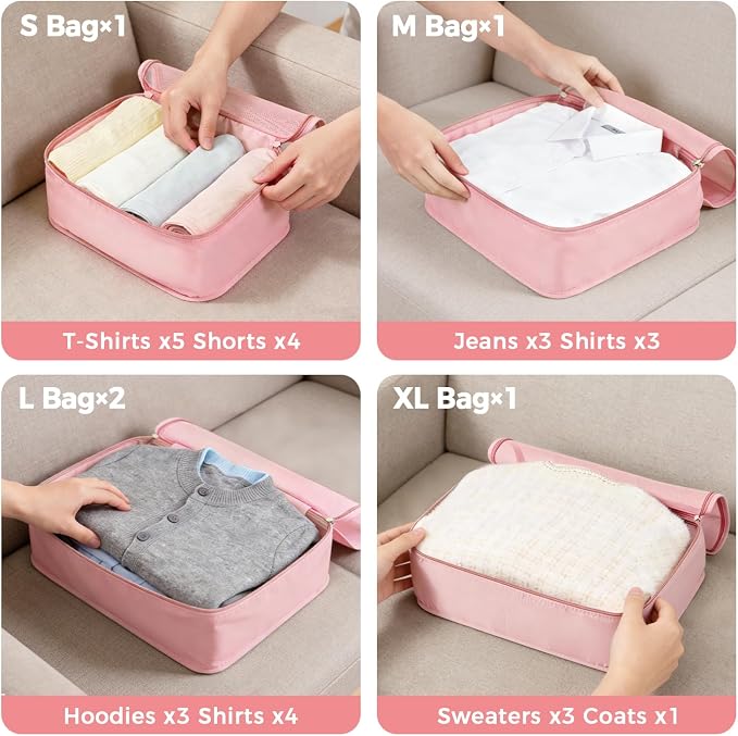 BAGAIL 9 Set Packing Cubes with Packing List Luggage Packing Organizers for Travel Accessories (Pink) - Image 2
