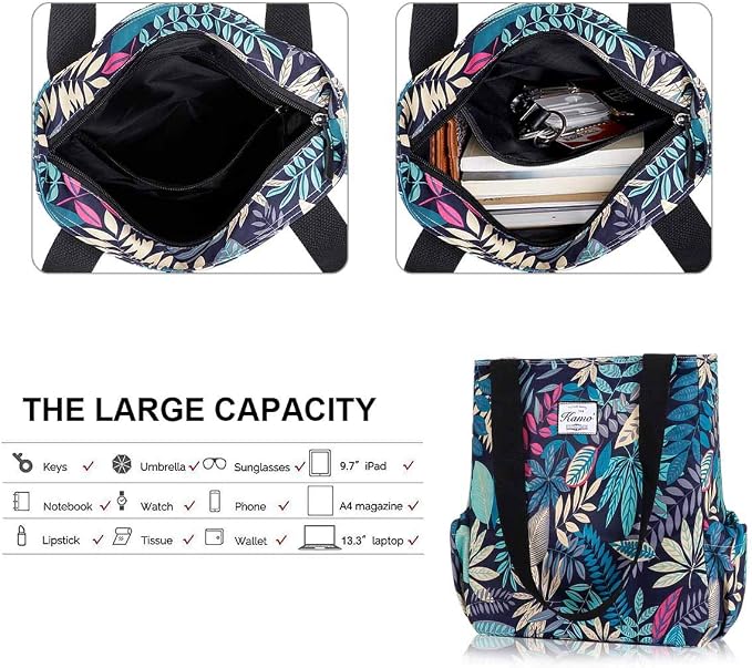 KAMO Floral Tote Bag - Waterproof Lightweight Handbags Travel Shoulder Bag for Hiking Yoga Gym Swimming Travel Beach - Image 5