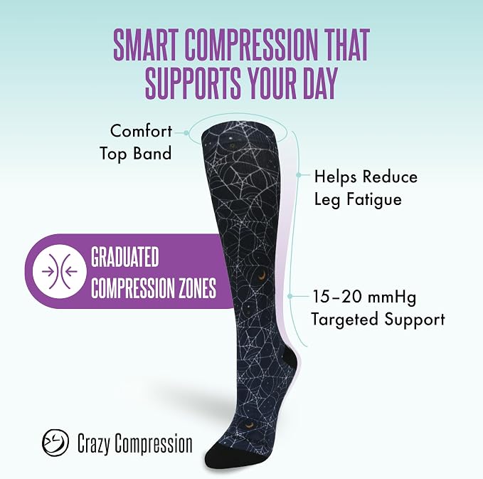 Crazy Compression Socks, Comfortable Support Socks for Recovery, Travel, Hiking, and Long-Hour Comfort w/Fun Designs - Image 3