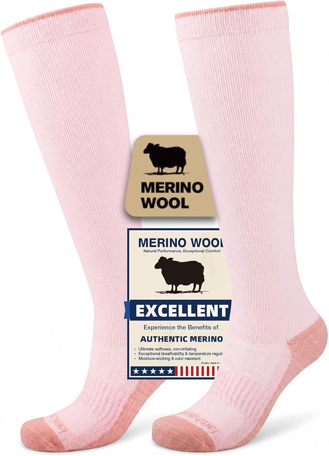 Merino Wool Compression Socks for Women & Men, 20-30 mmHg Knee High Dryarn Socks for Flying, Travel by Unknown