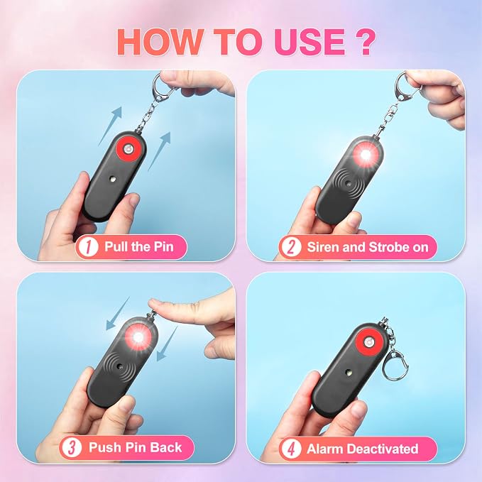 MtMinn Personal Safety Alarm for Women - 130dB Self Defense Keychains Siren Whistle, Replaceable Battery with SOS LED Strobe Light - Emergency Security Safe Protection Devices for Kids Elderly - Image 5