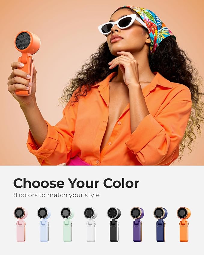 Portable Handheld Turbo Fan - 5 Gear High Speed 4000mAh Rechargeable Mini Personal Hand Fan Blow Cold Air, Battery Operated Travel Essentials, Gifts for Women, Men (Cosmic Orange) - Image 7