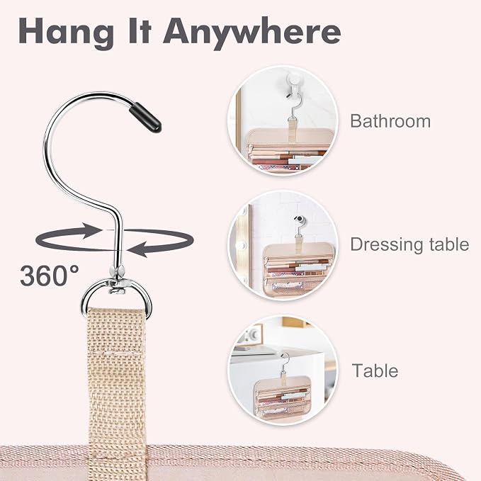 Toiletry Bag for Women, Large Cosmetic Travel Bag, Hanging Toiletry Bag for Bathroom, PVC Waterproof Makeup Bag, Toiletries Bag for Travel Business Trips and Camping, Black+Brown Floral - Image 5