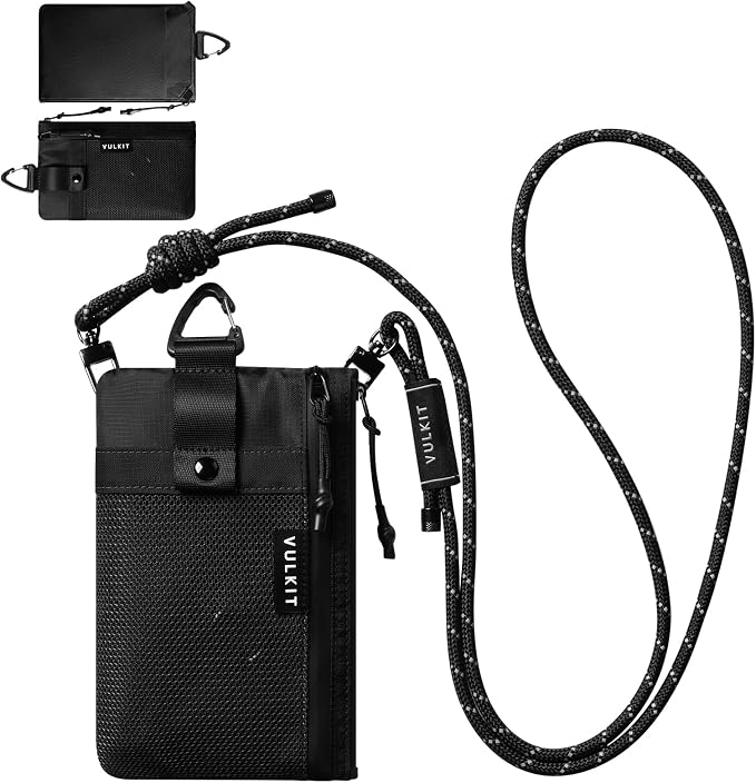 VULKIT RFID Blocking Travel Wallet for Men Women, Water Resistant Passport & Phone Holder with Detachable Lanyard and Key Ring, Lightweight Zipper Travel Wallet by VULKIT