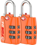 Forge Open Alert TSA Approved Luggage Locks - 3 Digit Combination, Easy Read Dials, Zinc Alloy Body - Ideal Travel Lock for Luggage, Suitcases, Bags & Toolboxes (Orange 2 Locks) by Forge