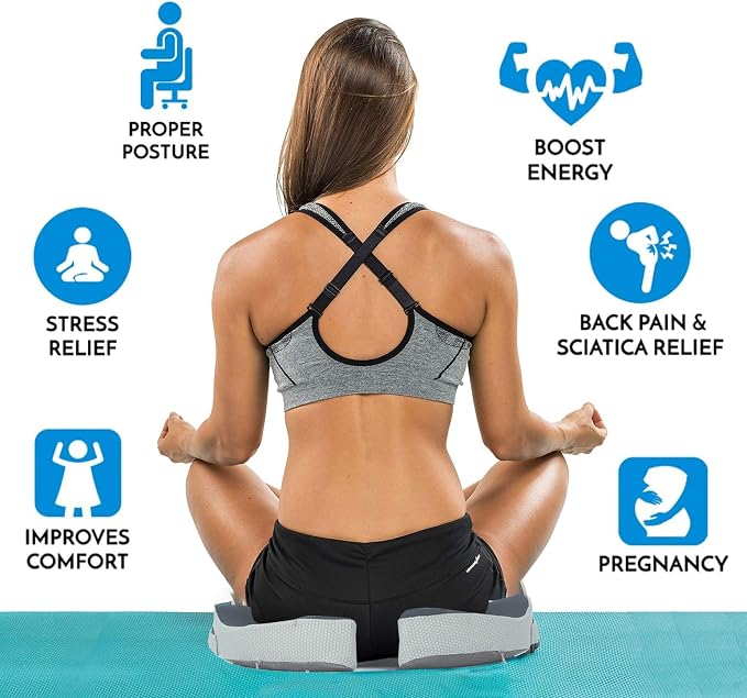 Small Travel Seat Cushion for Airplane,Portable Foldable Seat Cushion,Sciatica Pain Relief with Built-in Handles-Memory Foam Chair Cushions to Enhance Posture & Back Pain,for Car, Office, Gaming ( - Image 4
