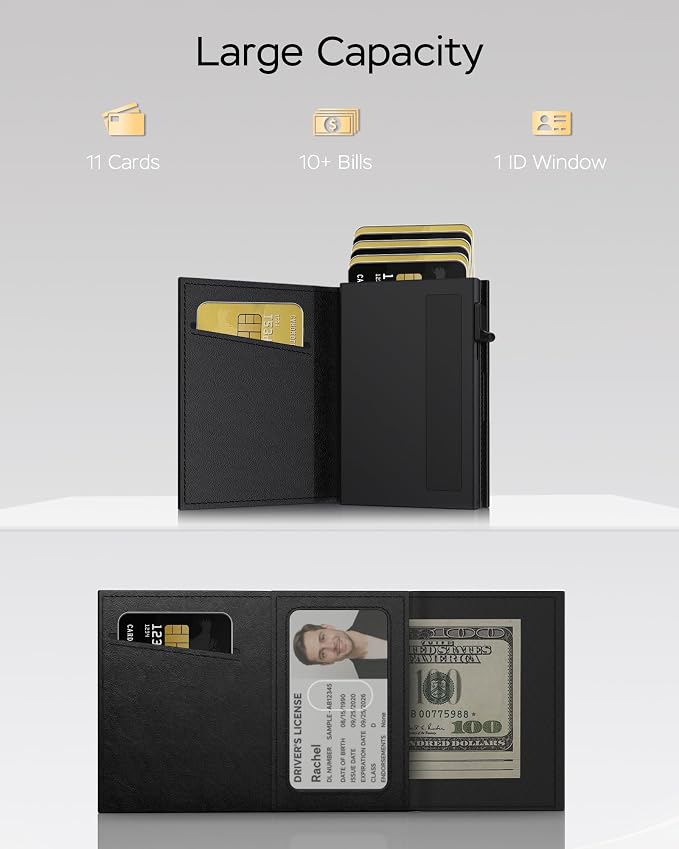2026 Wallet for Men - RFID Blocking Pop Up Card Holder, Slim Small Trifold, Minimalist Front Pocket Wallet Holds 9-11 Cards 10+ Bills, Premium Leather ID Window Magnetic Closure, Mens Gift - Image 4