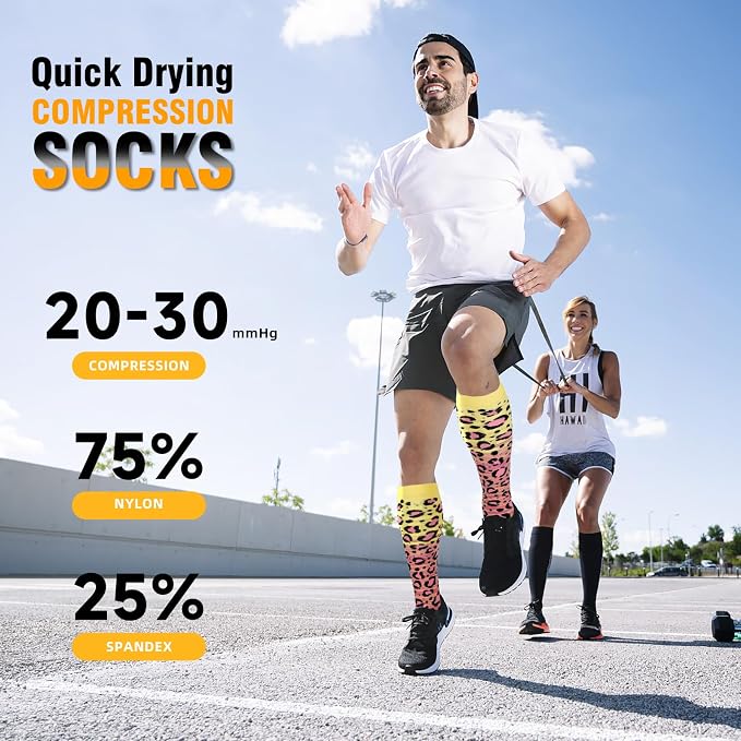 cerpite Compression Socks for Women & Men 6 Pairs Knee High Compression Socks 20-30 mmhg Best for Running,Nurse,Travel - Image 2