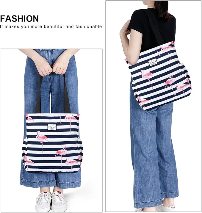 KAMO Floral Tote Bag - Waterproof Lightweight Handbags Travel Shoulder Bag for Hiking Yoga Gym Swimming Travel Beach - Image 6