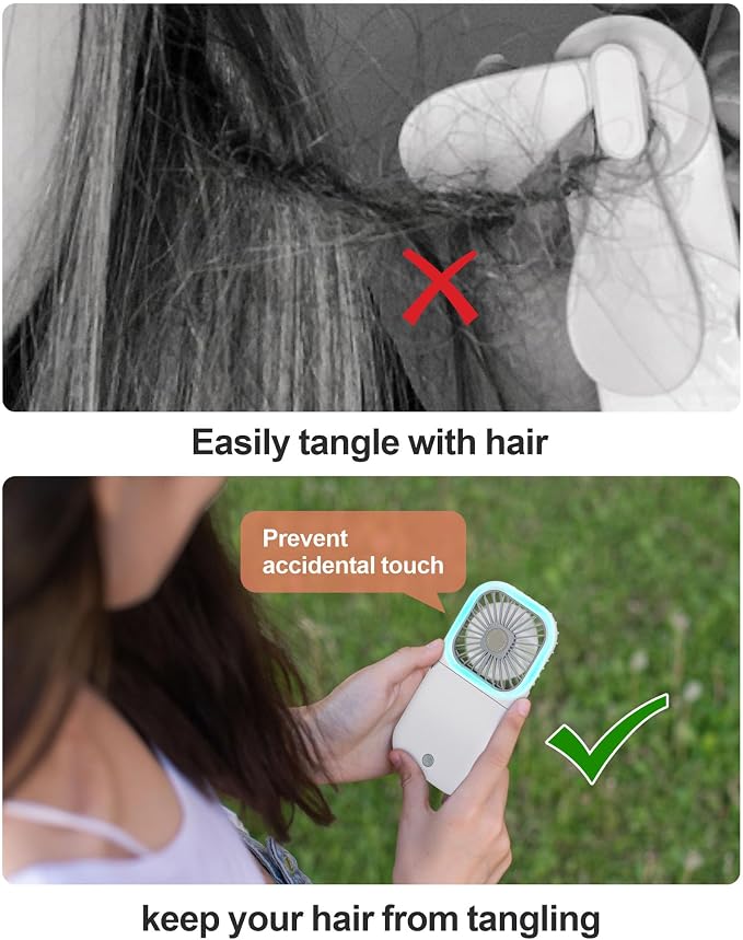 F-color Mini Portable Handheld Fan - Rechargeable Personal Purse Fan, White | Foldable Handle, Rechargeable Airflow Helps Cool Commutes, Beach Days, Desk Time, Outdoor Lines, Travel and Summer Walks - Image 7