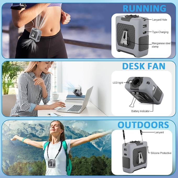 FANSYJKJ Portable Waist Fan Personal Fan | Cooling Body,Clip Belt Shirt Fans For Outdoor,5 Speed,Max 55H Runtime,Low Noise - Image 3