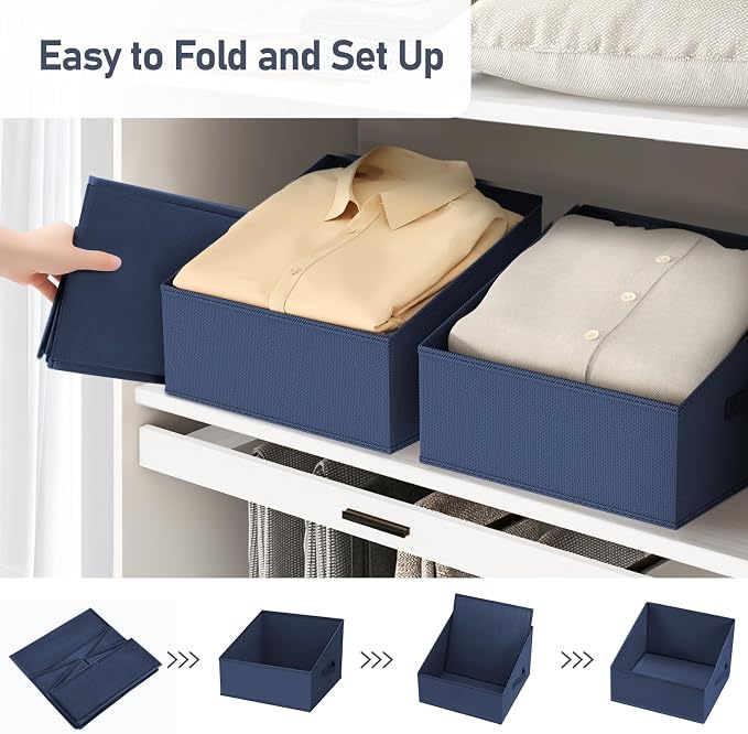 DIMJ Closet Storage Bins 10 Pack - Fabric Storage Baskets for Shelves, Collapsible Clothes Organizer with Handles, Trapezoid Shelf Organization Storage Cubes for Purse, Toys, Books, Towel, Clothes - Image 4