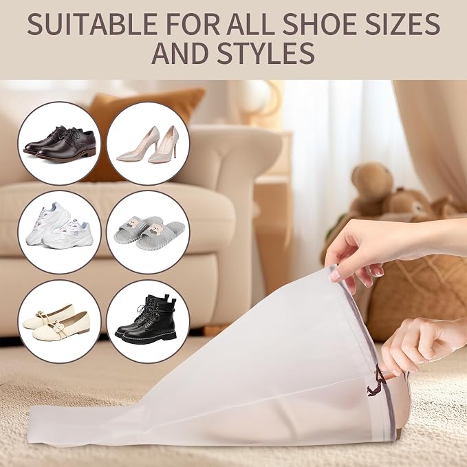 20 Pack Shoe Bags - 15.7" x 11.8" Clear Large Waterproof Portable Drawstring Shoe Storage Bags for Packing Travel Essentials - Image 3