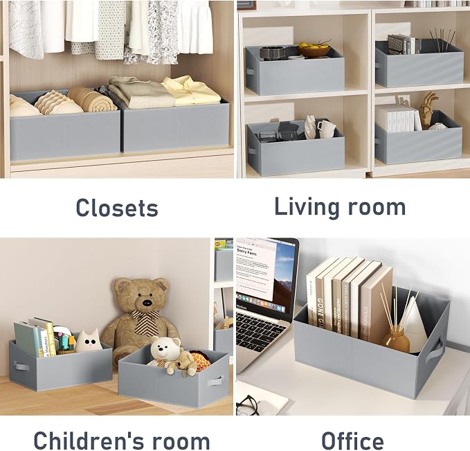 DIMJ Closet Storage Bins 8 Pack - Fabric Storage Baskets for Shelves, Large Clothes Organizers with Handles, Trapezoid Shelf Organization Storage Cubes for Purse, Toys, Books, Towel, Clothes - Image 7