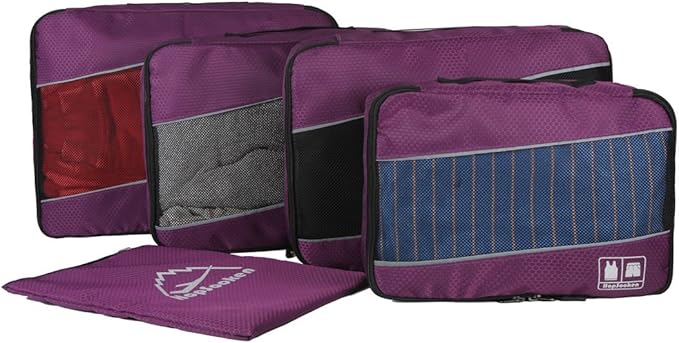 5 Set Packing Cubes for Travel Large Suitcase Luggage Organizer Bags Travel Accessories Vacation 4 Cubes 1 Laundry Pouch Bag - Image 2
