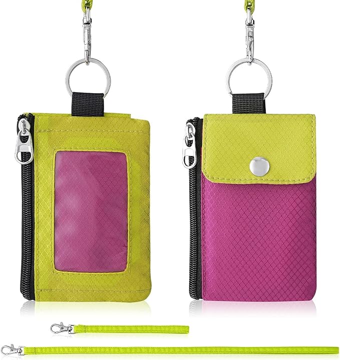 Artpaxy Minimalist Wallet For Mens Womens, Keychain RFID Blocking Zipper Small Wallet with ID Window 2 Lanyards,Water Resistant Travel Cash Card Coin Case Boys Girls - Image 7