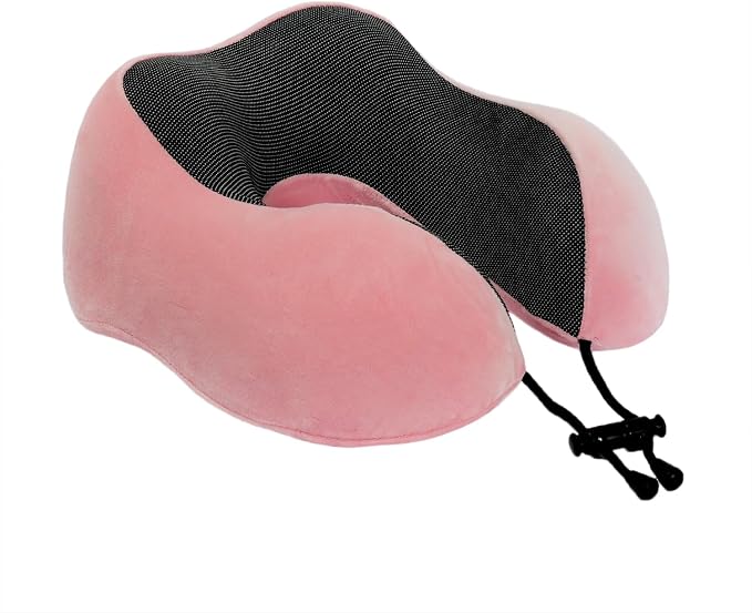 Memory Foam Travel Pillow, Neck Pillow with 360-Degree Head Support, Comfortable and Lightweight, Ideal for Sleeping on Airplane, Car, Train, Bus and Home Use, Comes with Storage Bag (Pink) - Image 4
