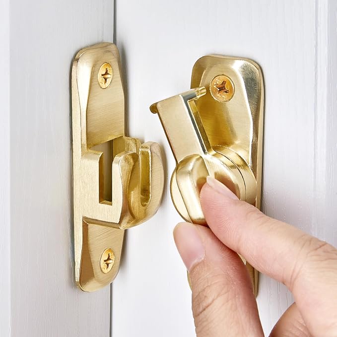 Gold Barn Door Latches,90/180 Degree Gate Lock_B | Zinc Alloy Right Angle Door Lock Latch,Flip Gate Latches,Sliding Door Latch Lock,for Cabinets,Fence Gates,Pet Cage by INIRET