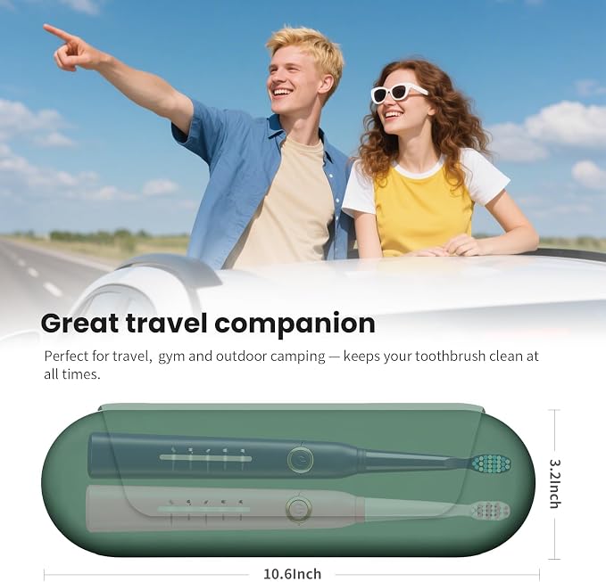 Silicone Electric Toothbrush Travel Case, Manual Toothbrush Travel Cover for Men and Women,Toothbrush for Travel,Gym and More, Fits Most Manual and Electric Toothbrushes - Midnight Green - Image 6