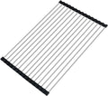Seropy Roll Up Dish Drying Rack Over the Sink Drying Rack for Kitchen, Folding Dish Rack Over Sink Mat, Stainless Steel Dish Drainer Rack Kitchen Organizer Accessories Black 17"x11.8" by SeropyDirect