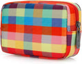 E-Tree Cute Small Makeup Bag, Cosmetic Toiletry Skin Care Make up Little Items Pouch for Purse,Zipper Mini Tech Charger Cable Electronic Organizer Case,Travel Accessories,Checkered Colorful by E-Tree