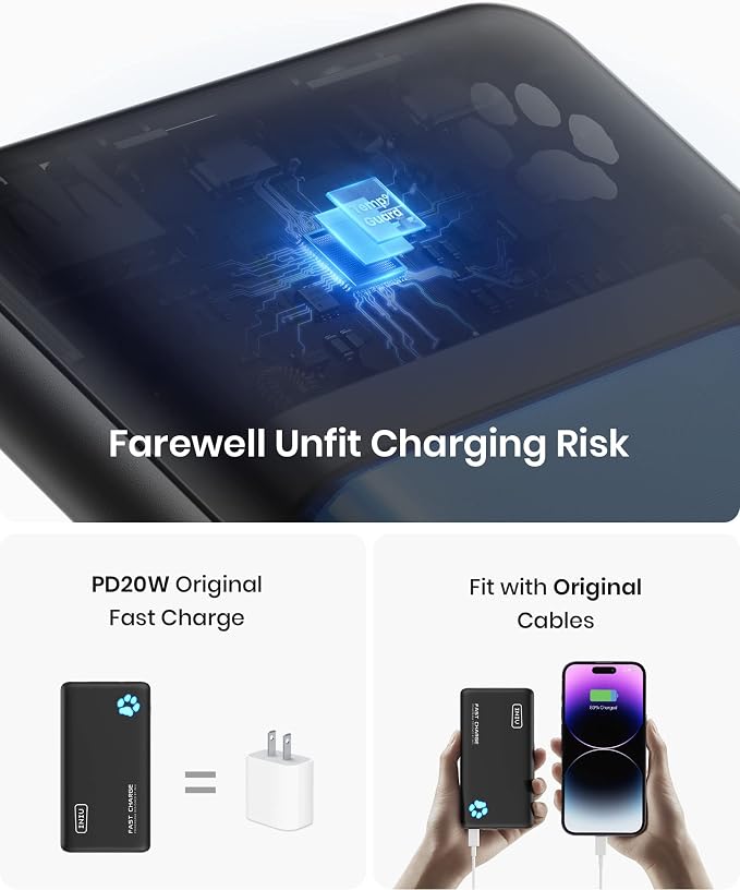 INIU Portable Charger, Slimmest 10000mAh Fast Charging USB C Power Bank | USB-C Cable, Flight-Safe, Travel Essentials, Flashlight, for iPhone 17 16 15 Pro Max Air, Samsung S26, S25, Google etc - Image 4