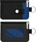 Minimalist RFID Blocking Small Wallet with ID Window,WaterResistant Zip Id Case Wallet with Lanyard Keychain for Cards,Cash,Travel,Women,Men (Black/Electric Blue) by CCUMI